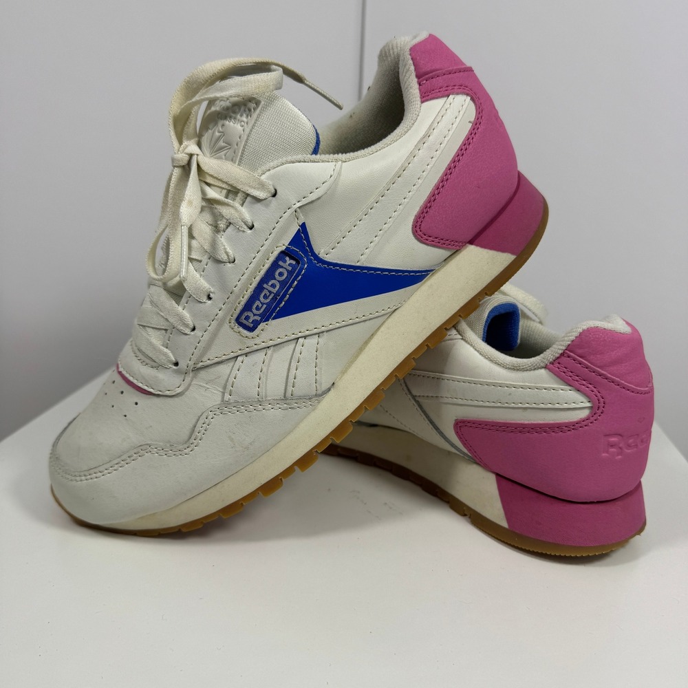 Reebok Classic Harman Run Womens Size 7 White Pink Blue Retro Sneaker EG9435